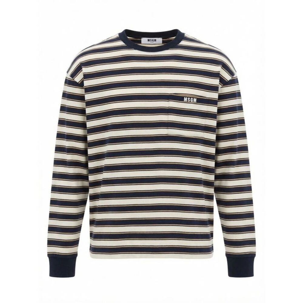 Msgm Men Long-Sleeved Striped T-Shirt
